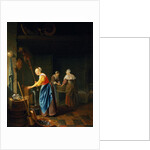 A Kitchen Scene with a Maid Drawing Water from a Well by Pieter van Slingelandt