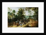 A Cavalry Column Ambushed on a Woodland path by Sebastian Vrancx