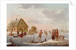 Figures Skating in a Winter Landscape by Hendrik Willem Schweickhardt