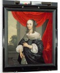 Portrait of a Lady, standing three-quarter length, holding a fan by Jacob or Jacques van Loo