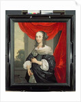 Portrait of a Lady, standing three-quarter length, holding a fan by Jacob or Jacques van Loo