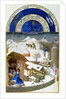 Facsimile of February: farmyard scene with peasants by Limbourg Brothers (after)
