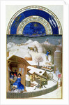 Facsimile of February: farmyard scene with peasants by Limbourg Brothers (after)