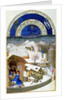 Facsimile of February: farmyard scene with peasants by Limbourg Brothers (after)