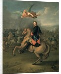 Portrait of Peter the Great against a background of the Battle of Poltava by Gottfried Danhauer