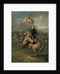 Portrait of Peter the Great against a background of the Battle of Poltava by Gottfried Danhauer