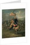 Portrait of Peter the Great against a background of the Battle of Poltava by Gottfried Danhauer