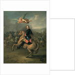 Portrait of Peter the Great against a background of the Battle of Poltava by Gottfried Danhauer