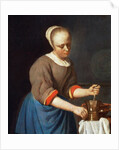 Young girl with a pestle and mortar by Gabriel Metsu