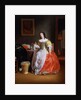 Lady in a yellow and red dress by Samuel van Hoogstraten