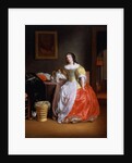 Lady in a yellow and red dress by Samuel van Hoogstraten