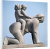Woman with two children riding on her back by Gustav Vigeland