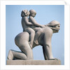 Woman with two children riding on her back by Gustav Vigeland