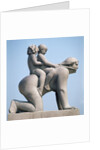 Woman with two children riding on her back by Gustav Vigeland