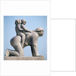 Woman with two children riding on her back by Gustav Vigeland