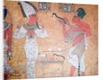 Ay performing the opening of the mouth ceremony on the mummy of Tutankhamun from the Tomb of Tutankhamun, New Kingdom by Egyptian 18th Dynasty