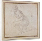 Inv. 5211-75 Fawkener Recto Kneeling man by Michelangelo Buonarroti