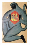 Hanuman revealing Rama and Sita enshrined in his heart, painted by a member of the Patua caste, 1880 by Indian School