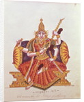 Saratheswathee, hindu goddess of learning, with Singhalese and English inscription by School Indian