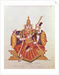 Saratheswathee, hindu goddess of learning, with Singhalese and English inscription by School Indian
