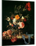 Flower Still Life with a Timepiece, 1663 by Willem van Aelst