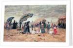 Parasols on the Beach, Trouville, 1886 by Eugene Louis Boudin