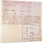 W.23r Architectural sketch with notes by Michelangelo Buonarroti