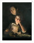 A Girl reading a letter by Candlelight, with a Young Man peering over her shoulder, c.1760-2 by Joseph Wright of Derby