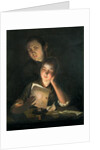 A Girl reading a letter by Candlelight, with a Young Man peering over her shoulder, c.1760-2 by Joseph Wright of Derby