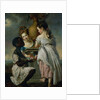 A Conversation between Girls, or Two Girls with their Black Servant, 1770 by Joseph Wright of Derby