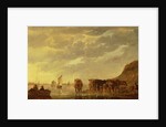 A herdsman with five cows by a river, c.1650-5 by Aelbert Cuyp