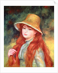 Young girl with long hair, or Young girl in a straw hat, 1884 by Pierre Auguste Renoir