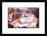 Bather reclining and a young girl doing her hair, 1896 by Pierre Auguste Renoir