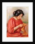 Gabrielle darning, 1908 by Pierre Auguste Renoir
