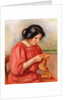 Gabrielle darning, 1908 by Pierre Auguste Renoir
