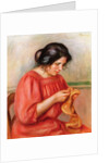 Gabrielle darning, 1908 by Pierre Auguste Renoir