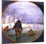 Skaters in a landscape by Adriaen Pietersz. van de Venne