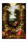 Holy Family in a landscape with a garland of fruit and vegetables by J. & Avont P. van Brueghel