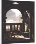 Architectural capriccio with oriental figures by Jan Baptist Weenix