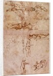 W.4v Page of sketches of babies or cherubs by Michelangelo Buonarroti