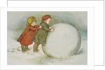 Children Rolling Snowballs by Lizzie Mack