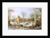 A wooded winter landscape with a cart by J. & Momper J. de Brueghel