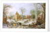 A wooded winter landscape with a cart by J. & Momper J. de Brueghel