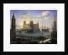 A Mediterranean port with men o' war by Charles Laurent Grevenbroeck