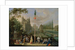 Elegant figures playing musical instruments around a maypole by Pieter Gysels