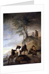 Riders watering their horses by Philips Wouwermans or Wouwerman