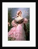 Elegant woman in a rose garden by Felix Hippolyte-Lucas