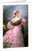 Elegant woman in a rose garden by Felix Hippolyte-Lucas