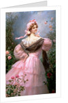 Elegant woman in a rose garden by Felix Hippolyte-Lucas