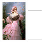 Elegant woman in a rose garden by Felix Hippolyte-Lucas